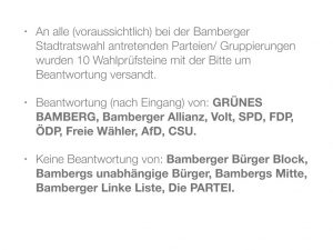 Wahlprüfsteine zur Bamberger Stadtratswahl am 15. März 2020 S. 2